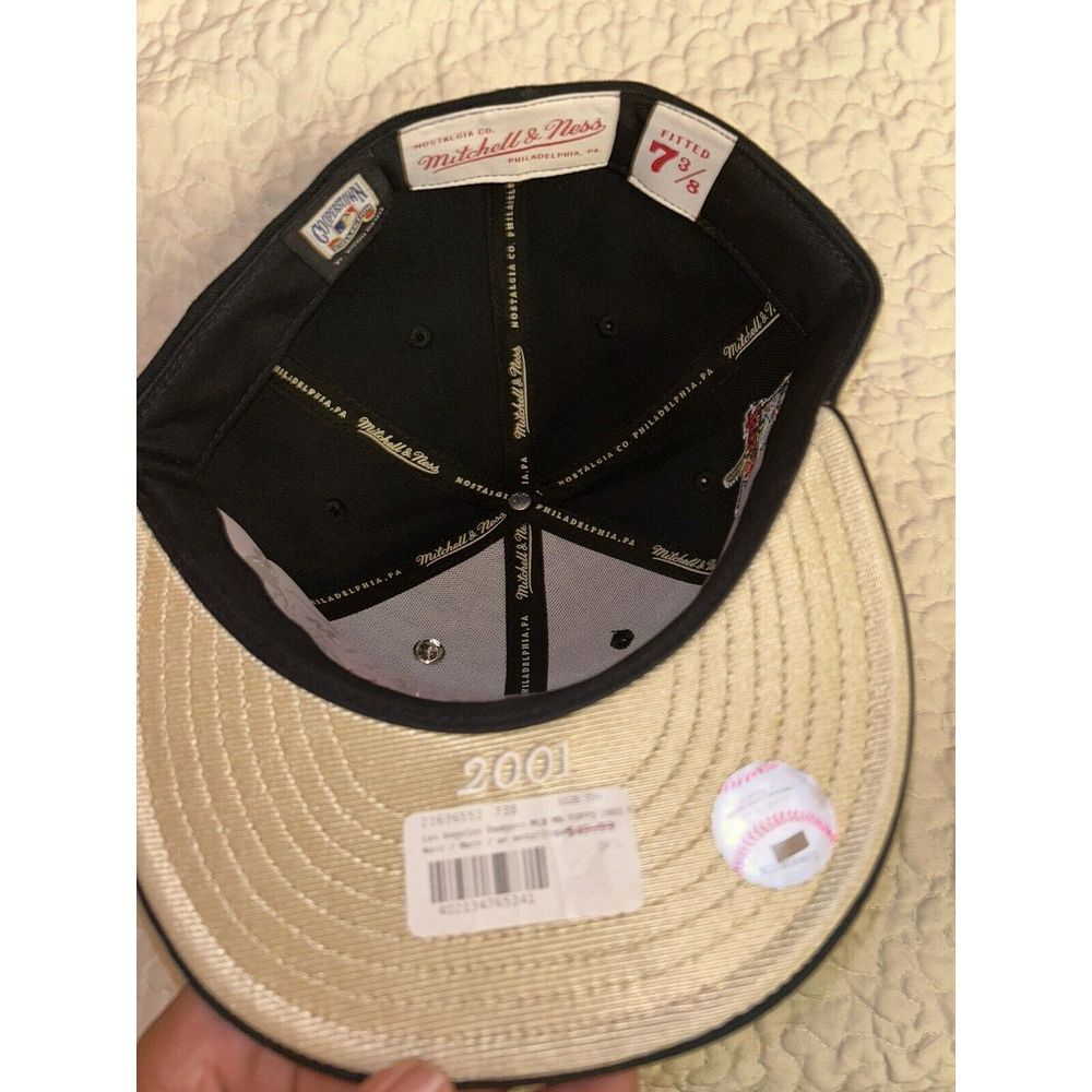 2023 Topps Lids x Mitchell & Ness Los Angeles Dodgers Fitted Hat Cap 7 3/8 Black - Picture 4 of 6